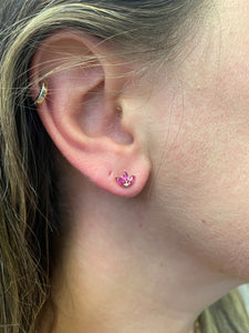 Trio Ruby Leaf Stud Earrings