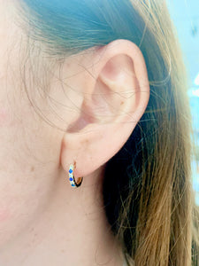 Alternating Diamond and Sapphire Petite Hoop Earrings