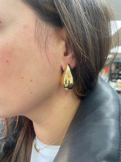 Large Puffy Tear Drop Earrings