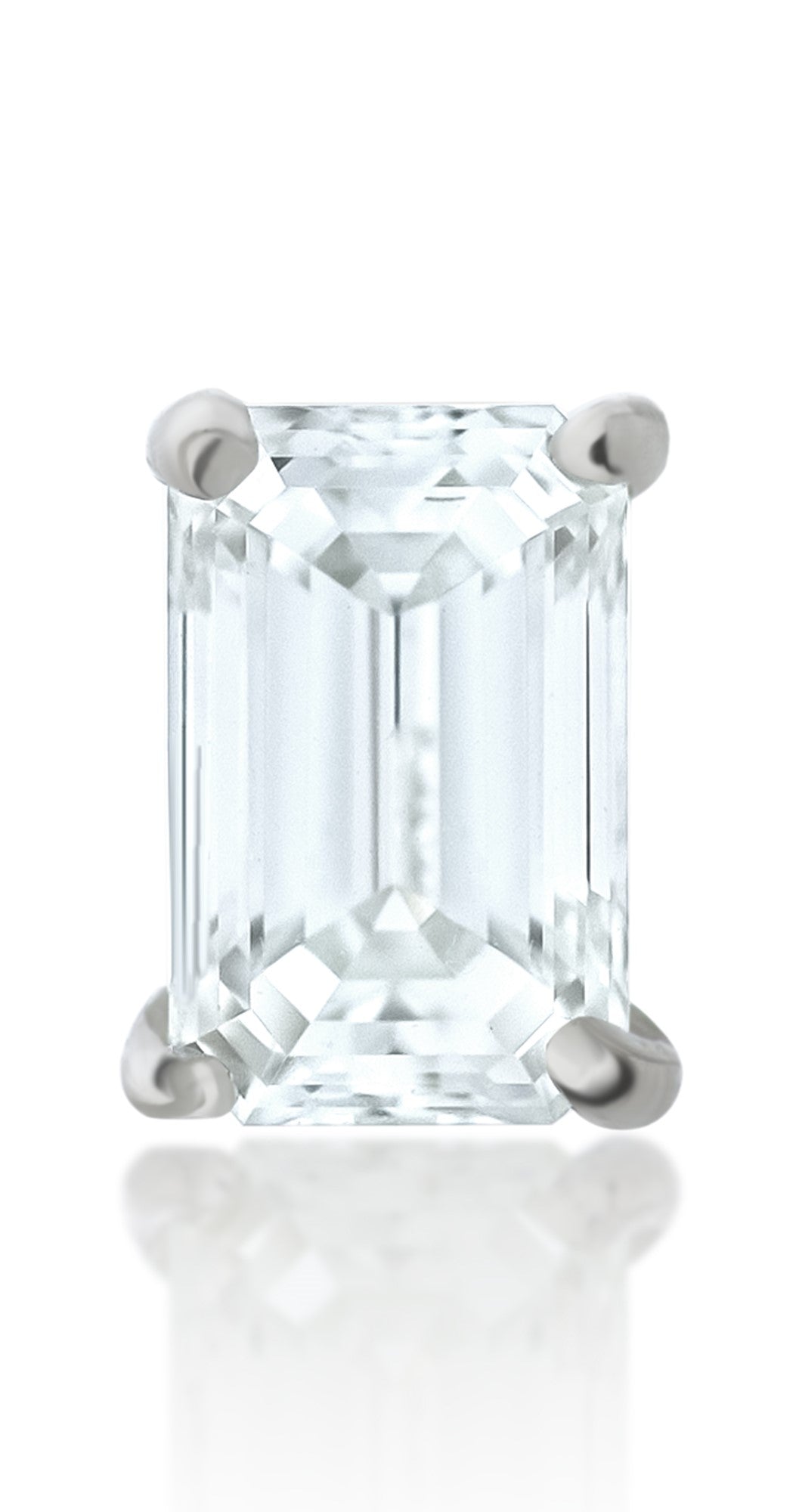 Single Emerald Cut Diamond Stud Earring