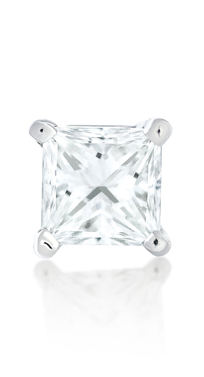 Single Princess Cut Diamond Stud Earring