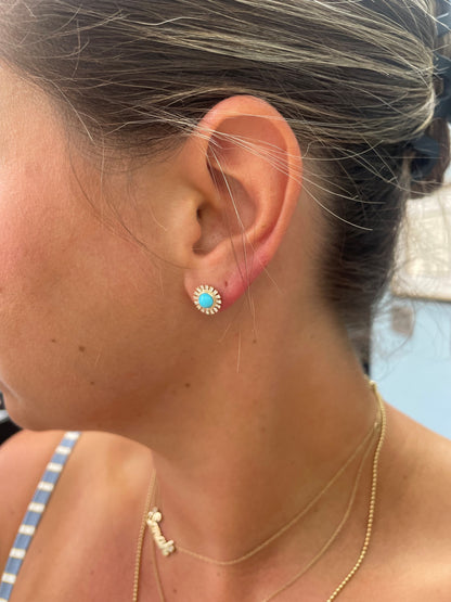 Turquoise Sun and Diamond Earrings