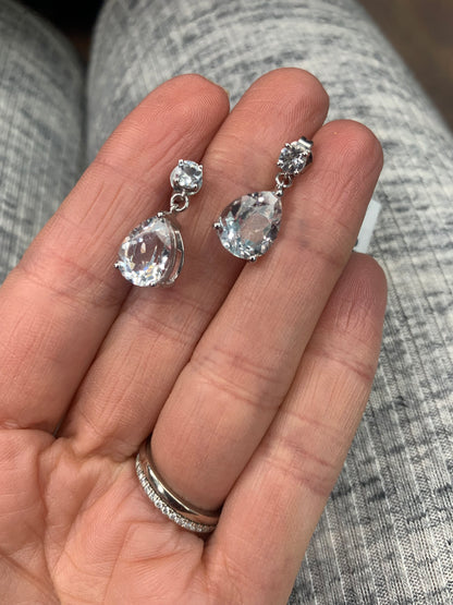 Chubby White Topaz Drop Earrings