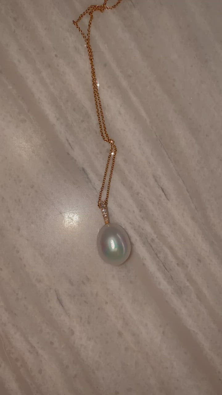 Pearl and Diamond Drop Pendant - Video