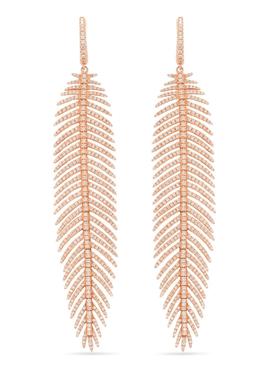 Large Feather Diamond Earrings