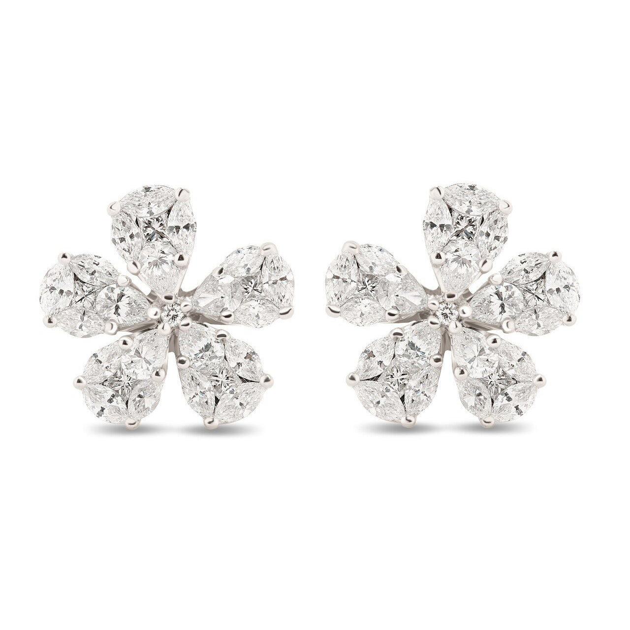 Diamond Flower Illusion Earrings