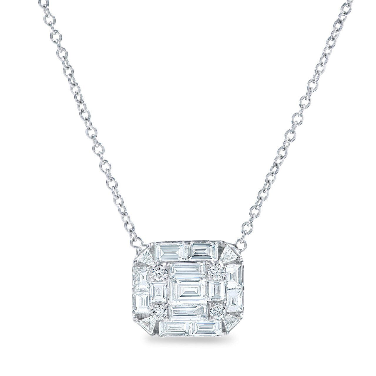 Medium Round and Baguette Diamond Pendant – Nicole Rose Fine Jewelry