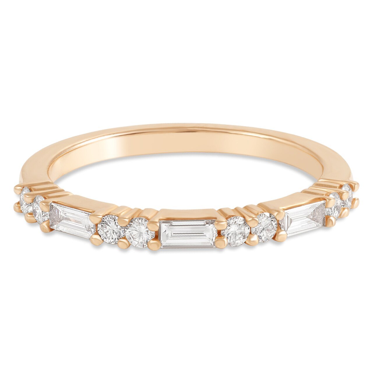 Rose Gold Round and Diamond Baguette Band