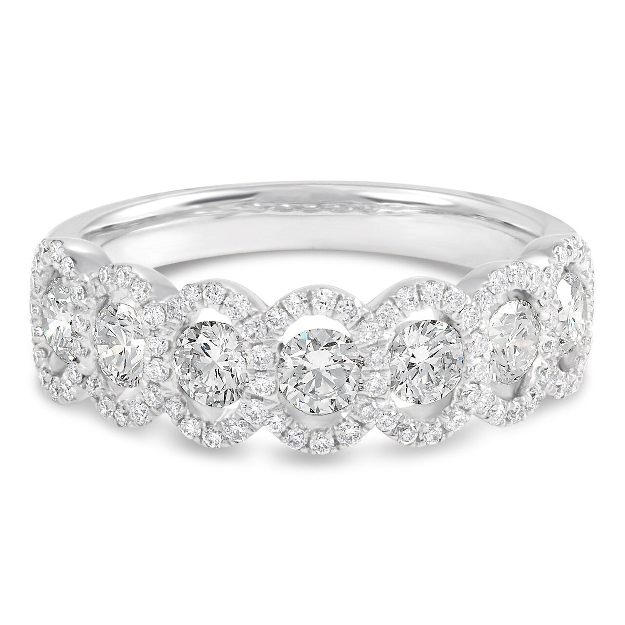White Gold Oval Halo and Round Diamond Band