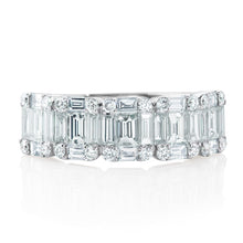 Load image into Gallery viewer, 18K White Gold Round and Baguette Diamond Half Way Band