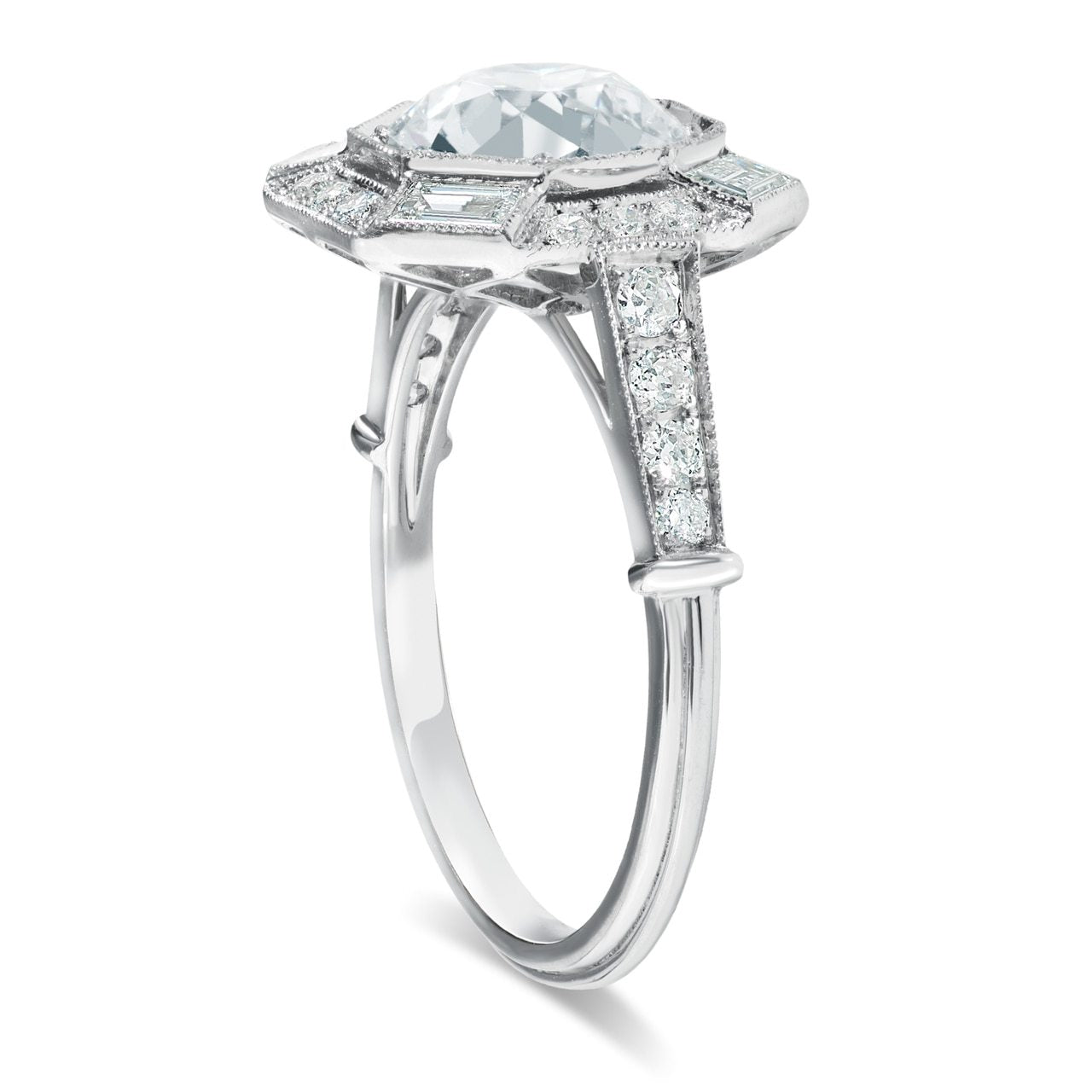 Platinum Old Mine Cut Diamond Ring