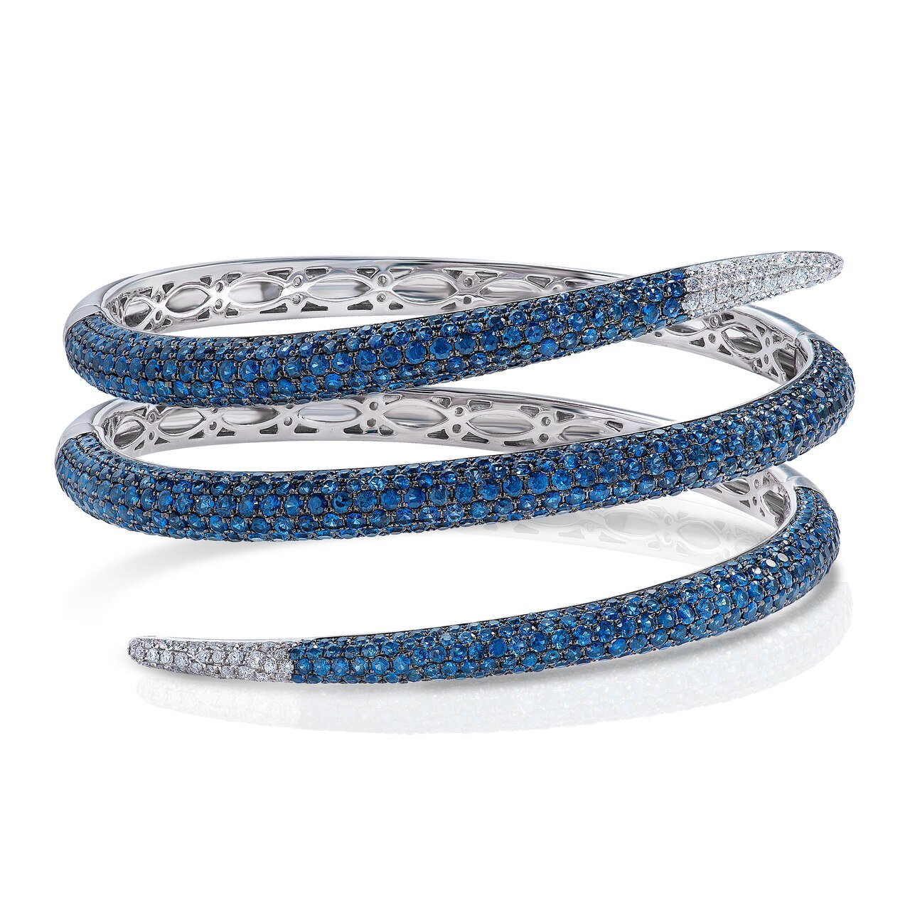 Sapphire and Diamond Snake Cuff Bracelet