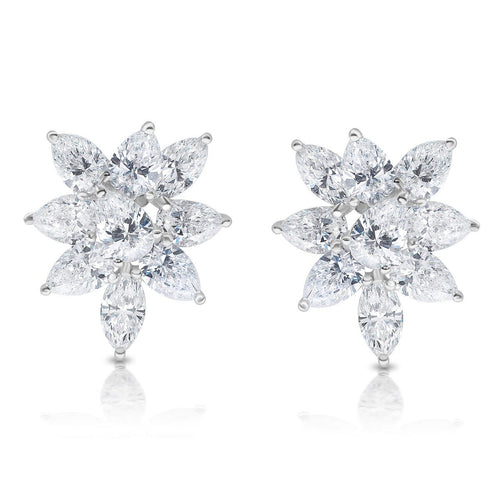 Fancy Shape Diamond Cluster Earrings in Medium