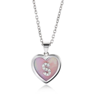 Small Mother of Pearl Diamond Initial Heart Pendant 2
