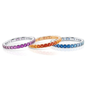White Gold Blue Sapphire Ombre Eternity Ring