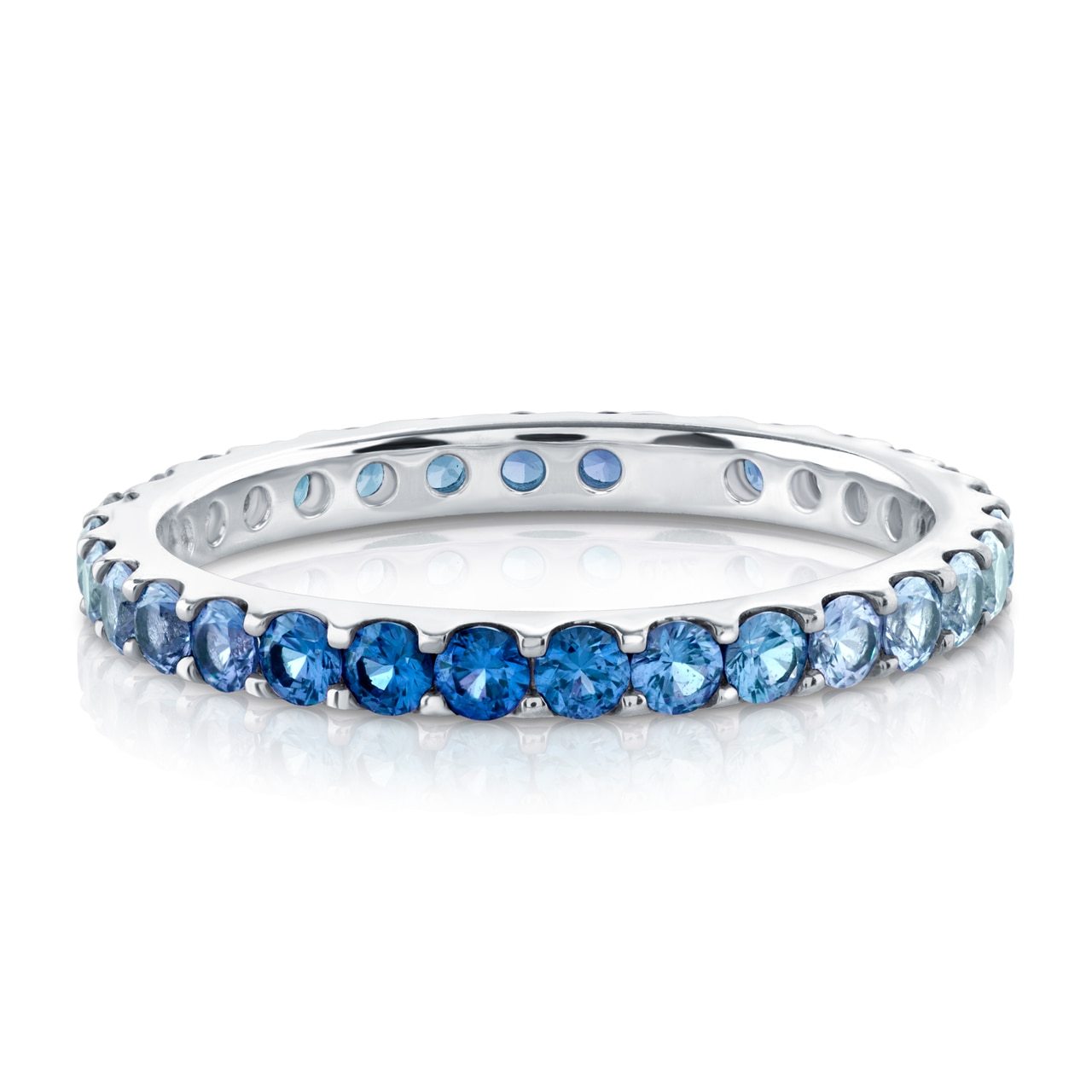 White Gold Blue Sapphire Ombre Eternity Ring