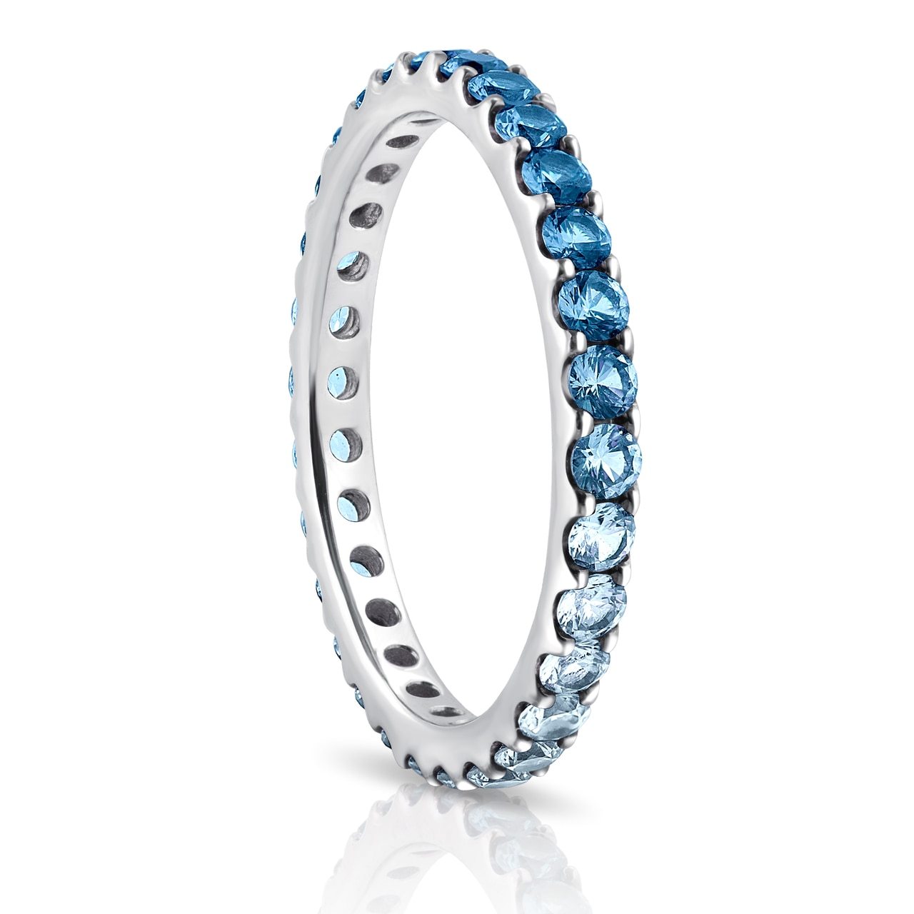 White Gold Blue Sapphire Ombre Eternity Ring