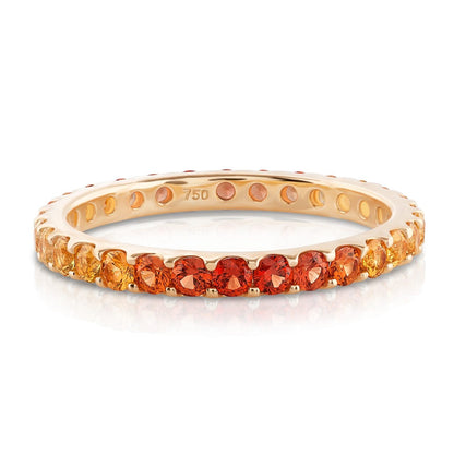 Yellow Gold Ombre Orange Sapphire Eternity Ring