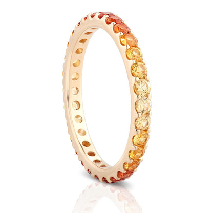 Yellow Gold Ombre Orange Sapphire Eternity Ring