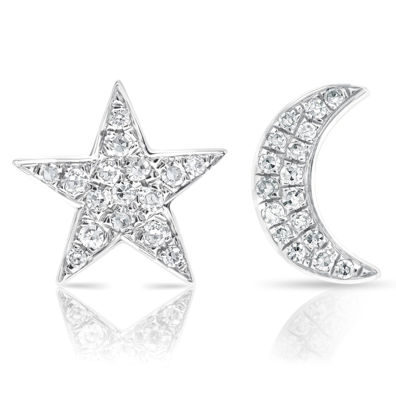 Diamond Moon and Star Earrings