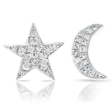 Load image into Gallery viewer, Diamond Moon and Star Earrings