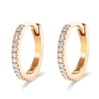 14K Gold Mini Diamond Hoops - Yellow