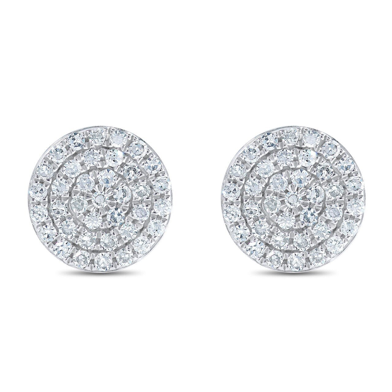 Pave diamond disc earrings Clearance