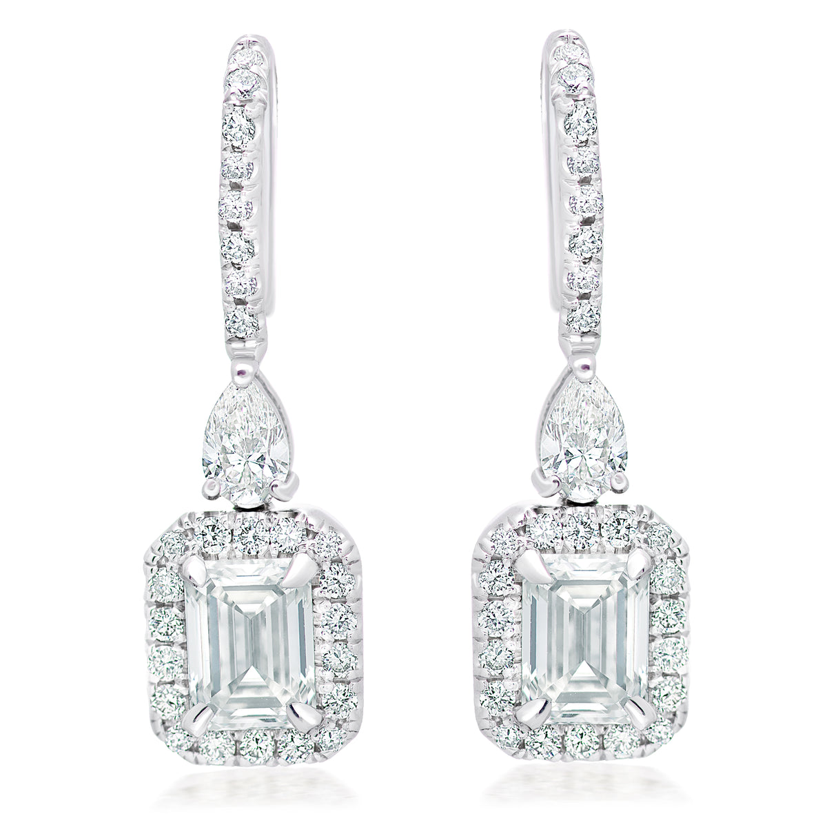 Emerald Cut and Pave Diamond Hanging Earrings – Nicole Rose Fine Jewelry