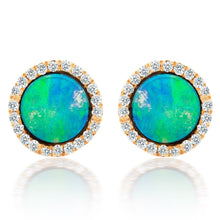 Load image into Gallery viewer, Opal and Diamond Button Earrings