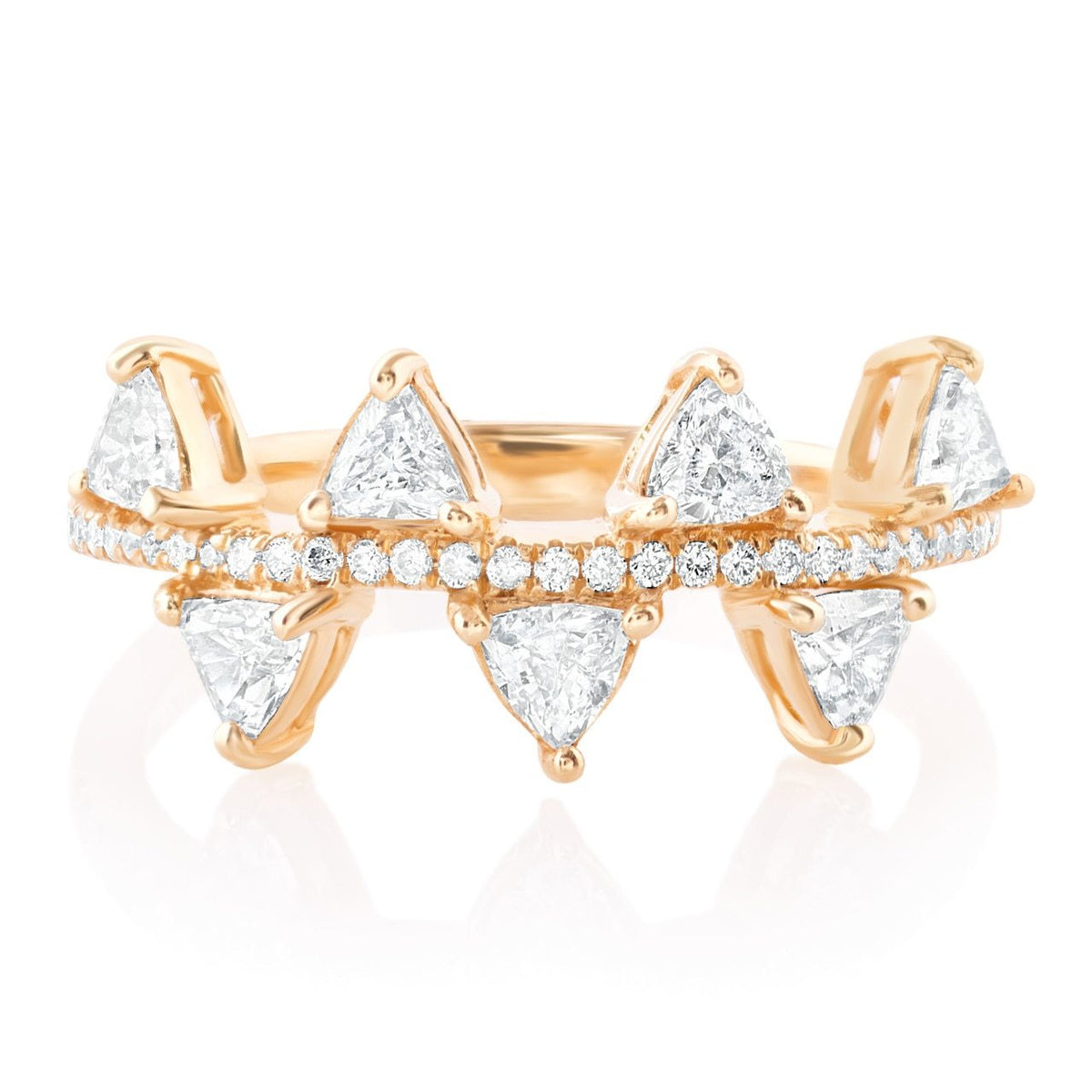 Round and Trillion Diamond Spike Ring