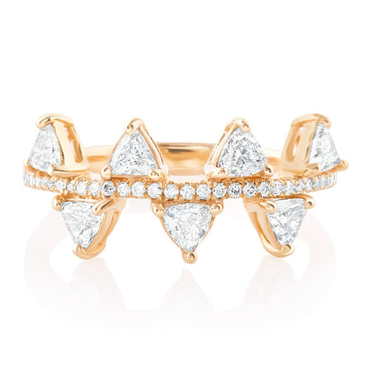 Round and Trillion Diamond Spike Ring