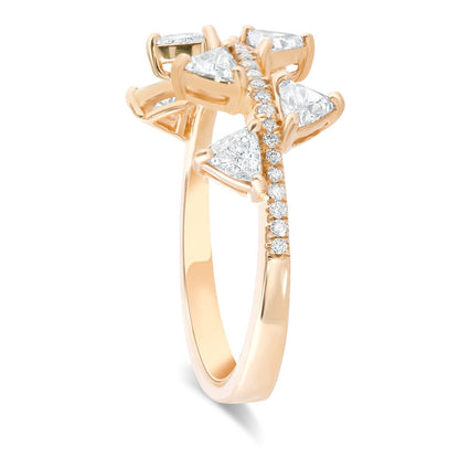 Round and Trillion Diamond Spike Ring