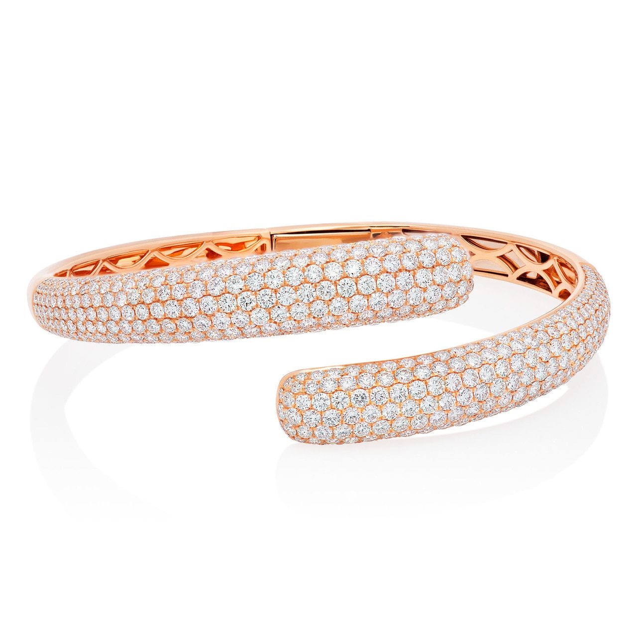 Pave Diamond Cuff Bangle Bracelet - Rose