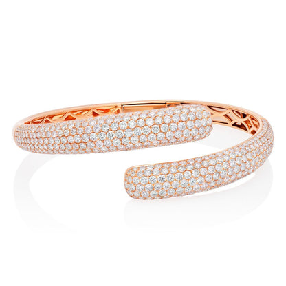 Pave Diamond Cuff Bangle Bracelet - Rose