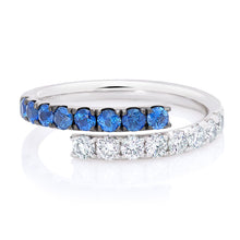 Load image into Gallery viewer, Sapphire and Diamond Cross Over Band