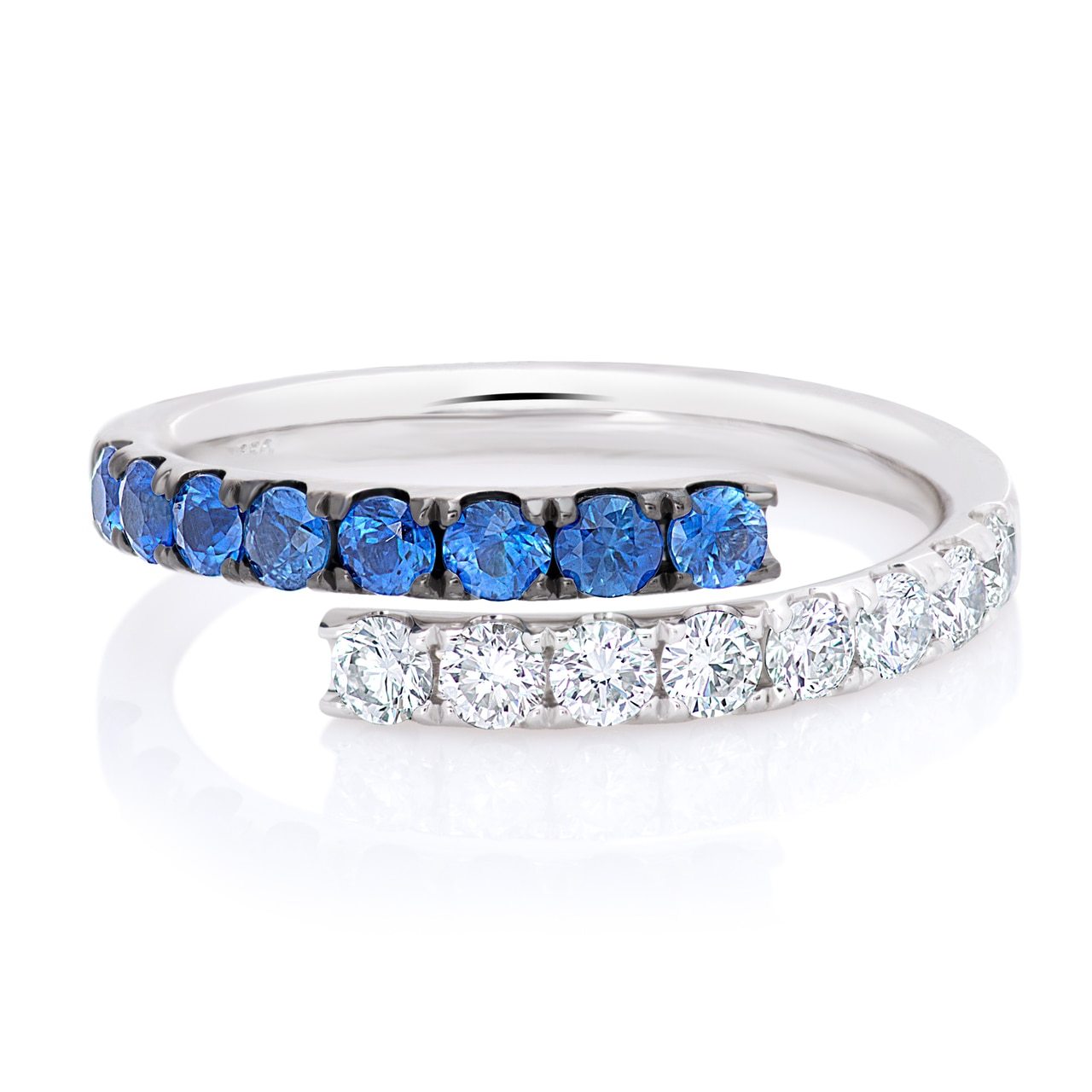 Sapphire and Diamond Cross Over Band