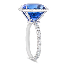Load image into Gallery viewer, Platinum Sapphire Diamond Halo Ring