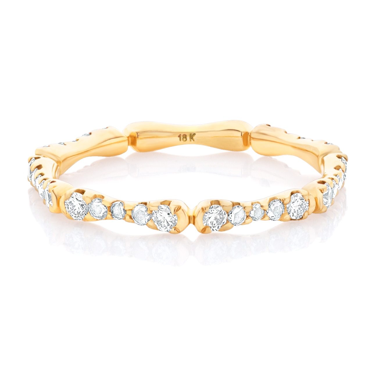 Rose Cut and Round Diamond Band - Yellow two