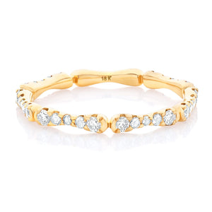 Rose Cut and Round Diamond Band - Yellow two