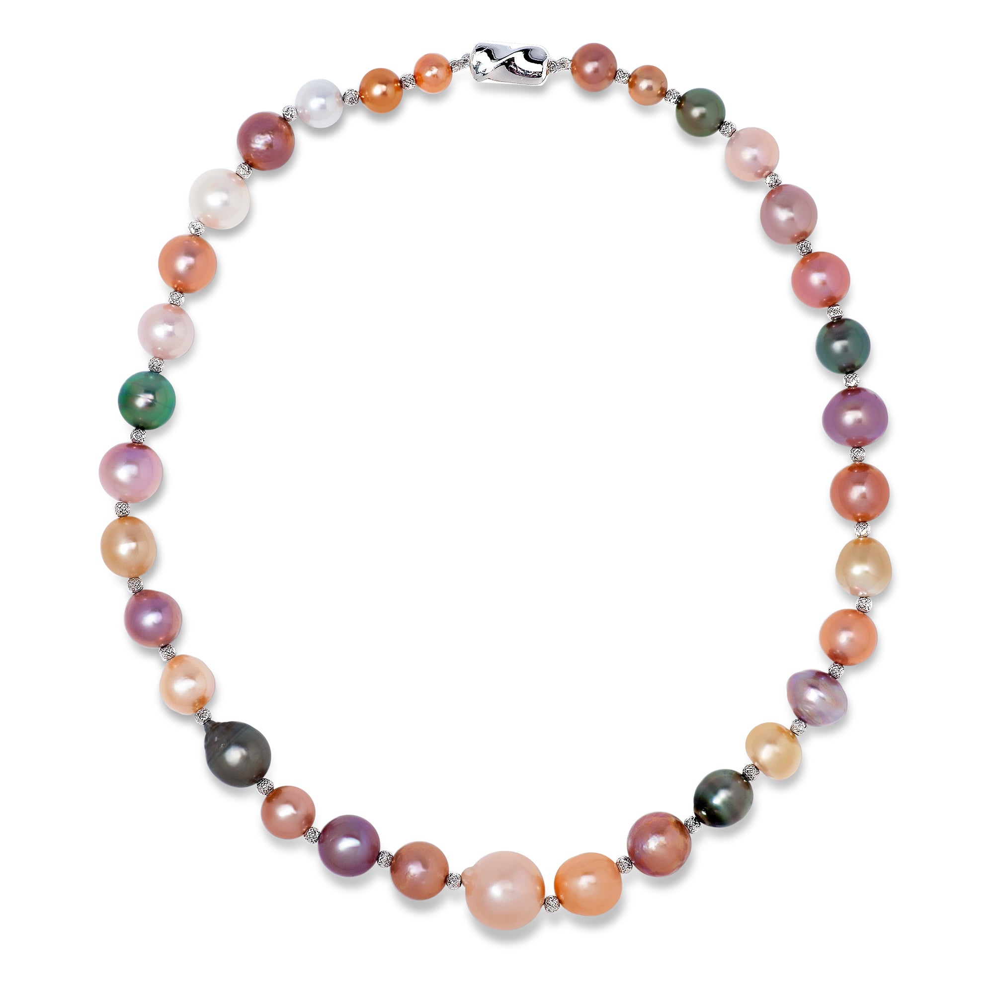 10,5-11,5 mm Multi colour pearl necklace - Rocks and Clocks
