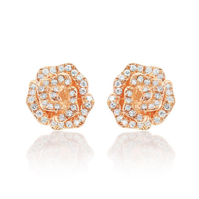 Diamond Rose Bud Earrings