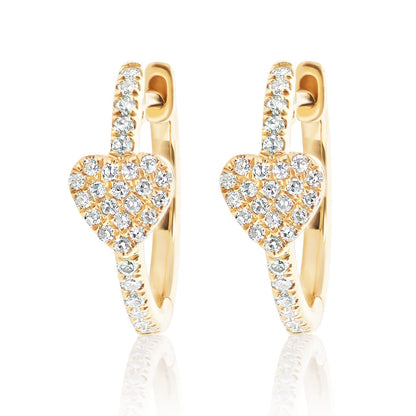 Diamond Heart Mini Hoops
