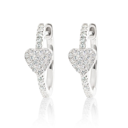 Diamond Heart Mini Hoops