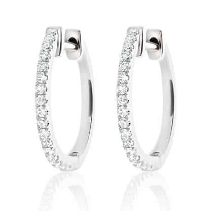 One Row Diamond Small Hoop Earrings