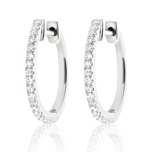 Load image into Gallery viewer, One Row Diamond Small Hoop Earrings