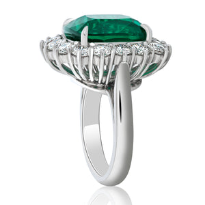 Cushion Cut Green Emerald and Diamond Ring - Two