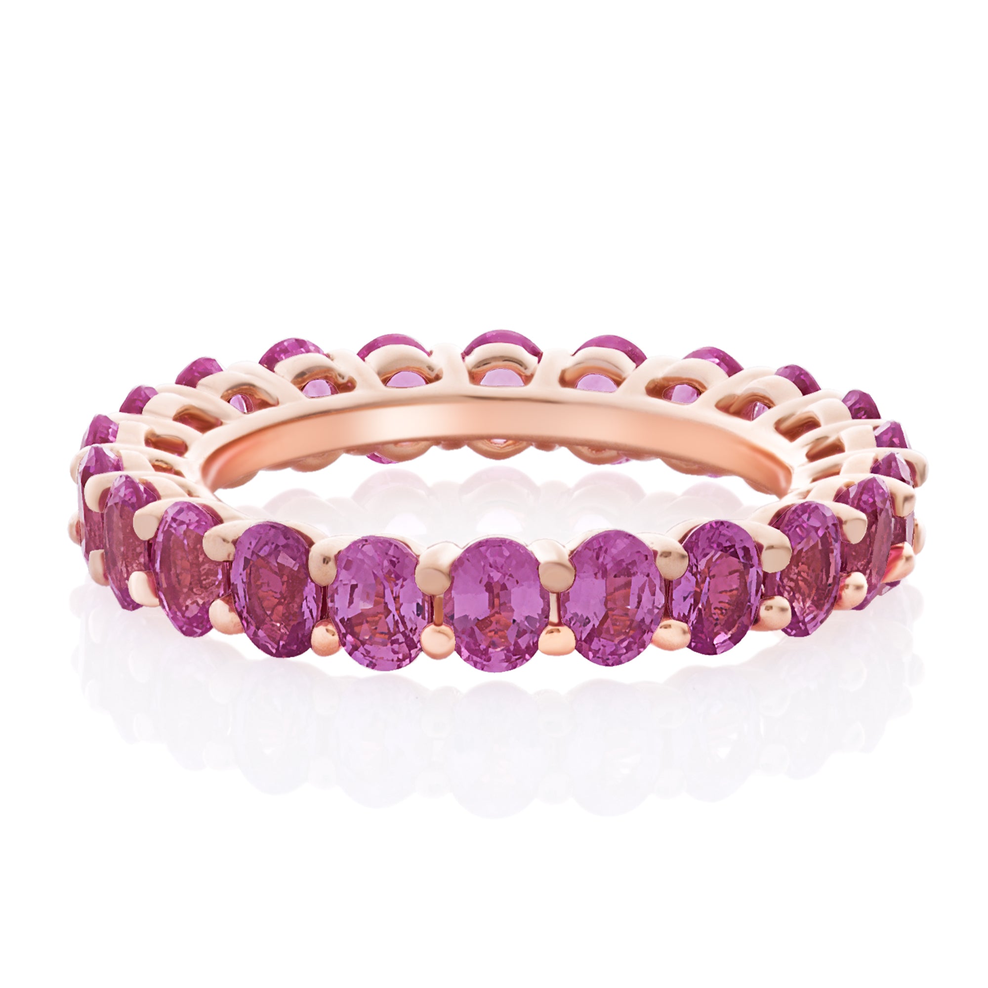 Pink Sapphire Oval Eternity Bands