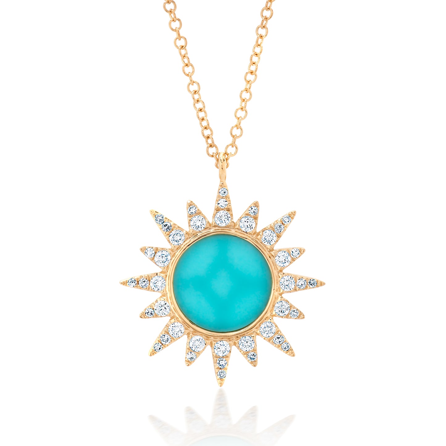 Diamond and Turquoise Sun Burst Pendant