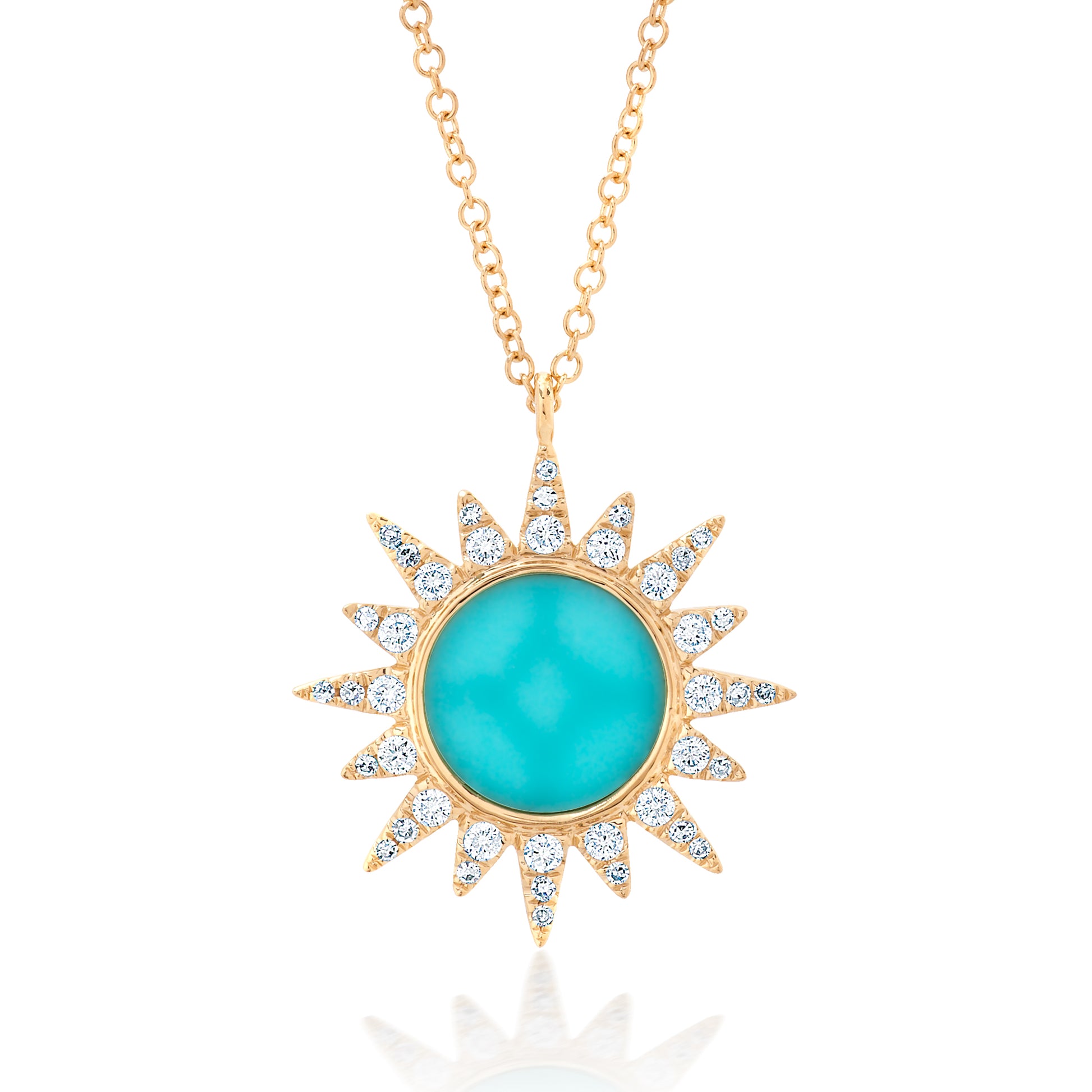 Diamond and Turquoise Sun Burst Pendant