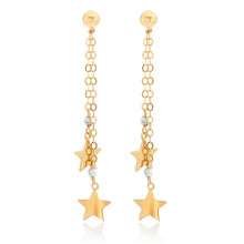 Load image into Gallery viewer, Yellow Gold Two Tone Double Star Earrings